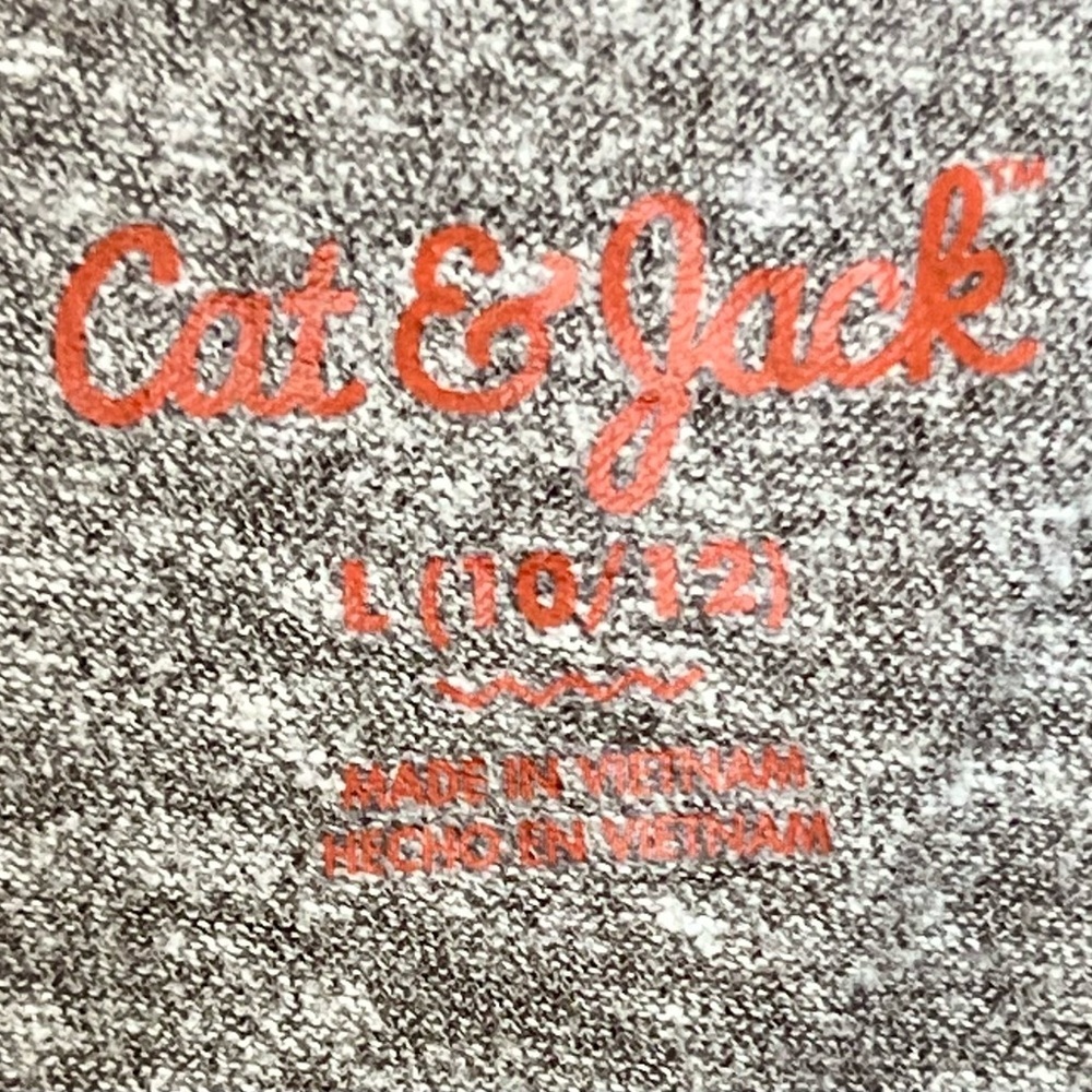 Cat & Jack Gray Tee Kids L (10/12) w/ Pink Hemline - Picture 2 of 4